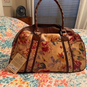 Patricia Nash Floral Travel Bag in Brown and Tan